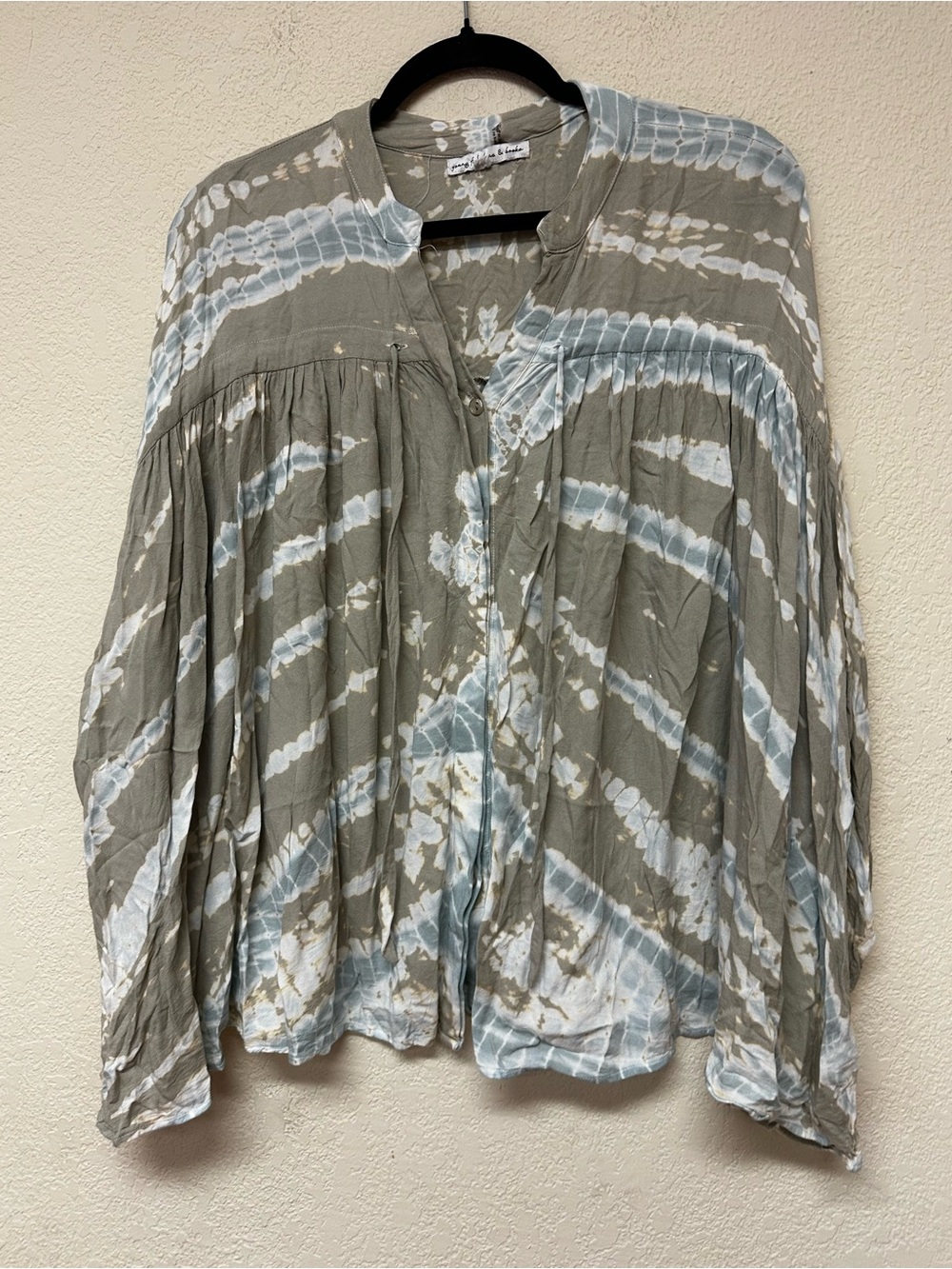 Young Fabulous & Broke womans Tie-Dye Peasant Blouse top size L